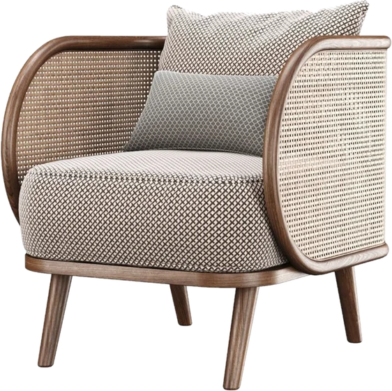 Cane barrel lounge chair